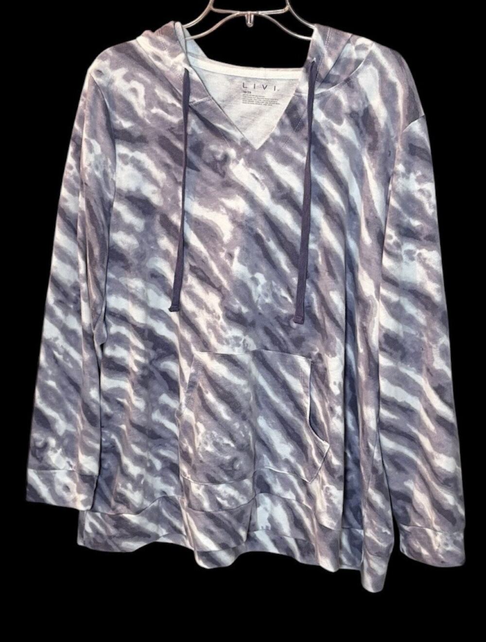Lane Bryant LIVI Purple and White Tie Dye Hoodie Kangaroo Pocket Size 18/20